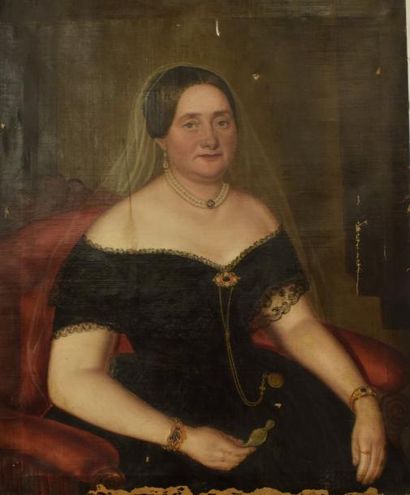 null ECOLE FRANCAISE Milieu du XIXe siècle 



Portrait d'une femme de qualité aux...