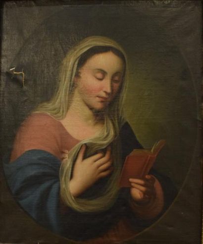 null ECOLE FRANCAISE du XIXe siècle 

Portrait de femme lisant dans un ovale feint...