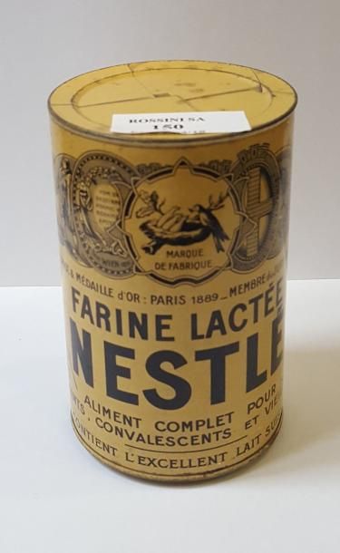 null NESTLE. Factice pour vitrine. Boîte en tôle lithographiée farine lactée NESTLE...