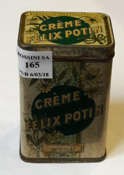 null FELIX POTIN. Boîte rectangulaire en tôle lithographiée. Crème Félix Potin. Marque...