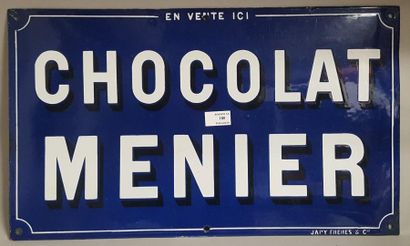 null MENIER plaque émaillée. EN VENTE ICI CHOCOLAT MENIER. Six trous pour fixation....