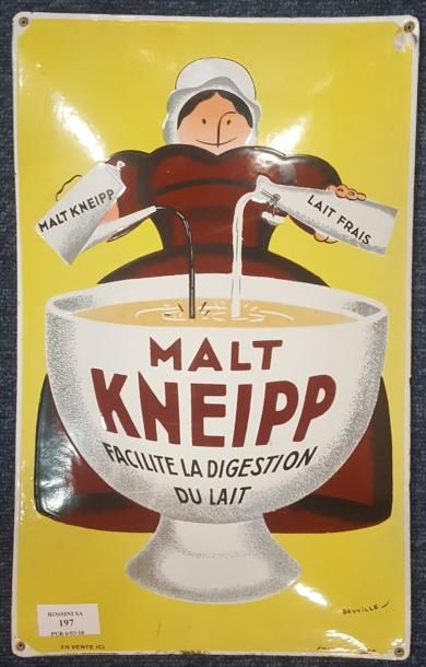 null KNEIPP plaque émaillée bombée. Malt Kneipp facilite la digestion du lait, d'après...