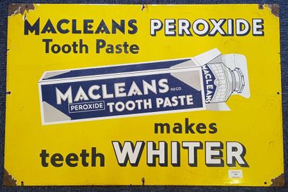 null MACLEANS plaque émaillée. MACLEANS PEROXIDE Tooth Paste makes teeth whiter....