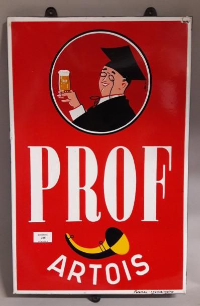null PROF plaque émaillée. Plaque pour la bière belge PROF ARTOIS, un professeur...