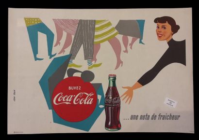 null COCA-COLA affiche. Buvez Coca Cola ...une note de fraîcheur d'après Jean Colin...