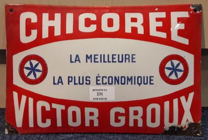 null GROUX plaque émaillée bombée. Chicorée Victor Groux - La meilleure la plus économique....