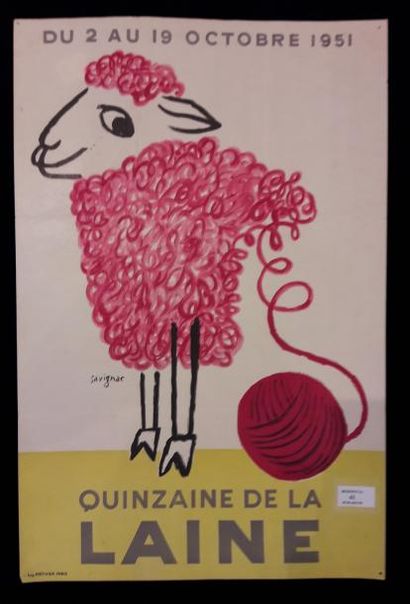 null Quinzaine de la laine, affiche d'après Raymond Savignac ( 1907-2002 ). Du 2...