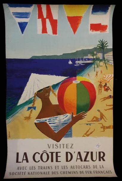 null SNCF affiche. Visitez la Côte d'Azur d'après Jacques Dubois ( 1912-1994 ). Avec...