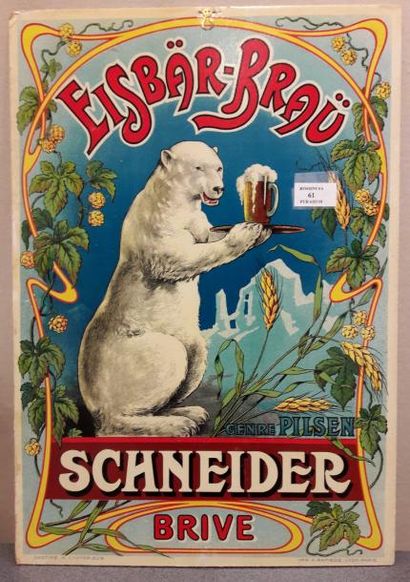 null Bière SCHNEIDER. Carton publicitaire Eisbär-Braü genre Pilsen - Schneider Brive....
