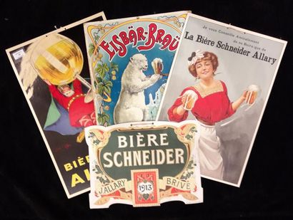 null Bière SCHNEIDER ALLARY. Ensemble de quatre cartons publicitaires :

Bière ALLARY....