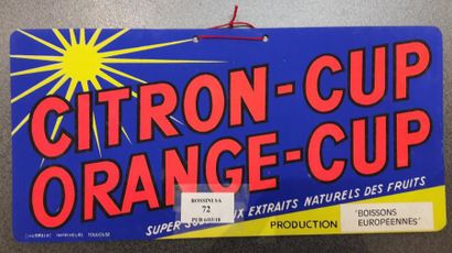 null Citron - Cup Orange - Cup. Carton publicitaire. Super sodas aux extraits naturels...