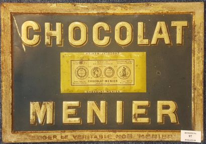 null MENIER tôle gauffrée lithographiée. En vente ici - CHOCOLAT MENIER, une plaque...