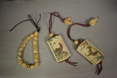 null CHINE et JAPON XXème siècle 

Lot comprenant un rosaire de 19 perles en os en...
