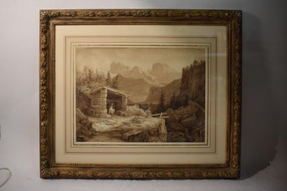 null ECOLE SUISSE du XIXe siècle



1 - Paysage des Alpes avec des forestiers 

Crayon...