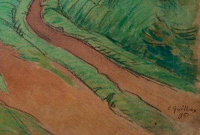 null GUILLOUX Charles Victor, 1866-1946, 

Le chemin à la colline bleue, 1895, 

aquarelle...