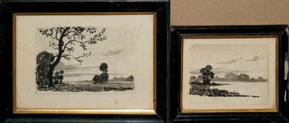 null GUILLOUX Charles Victor, 1866-1946, 

Paysages aux arbres, contre jour, 

deux...