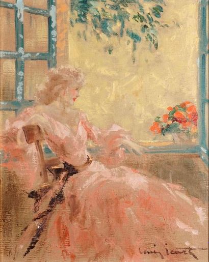 null ICART Louis, 1888-1950, 

À la fenêtre, IX-1884, 

huile sur toile, signée en...