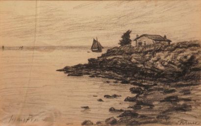 null MAUFRA Maxime, 1861-1918,
Voiliers à Pornic - Maisons en bord de mer, Pornic,
deux...