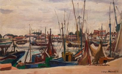 null PACOUIL Georges, 1903-1996,

Le port de l'île d'Yeu, 1951, 

huile sur toile,...