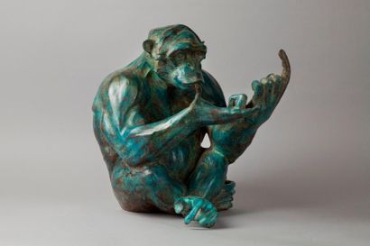 null DAVID Hadrien, né en 1981,
Le philosophe, 2016,
bronze à patine bleu-vert nuancée,...