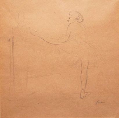 null FORAIN Jean-Louis1852-1931, 

Danseuse à la barre, 

dessin au crayon noir (insolation...