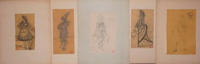 null GRÉVIN Alfred, 1827-1892, 

Projets de costumes - Porteuse d'eau, 

5 dessins...
