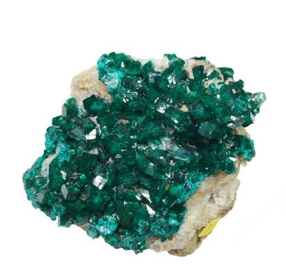null DIOPTASE de Altyn Tyube, Kazakhstan (8 cm) : parterre de cristaux verts brillants...