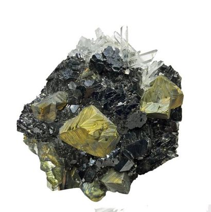 null Deux beaux sulfures péruviens : CHALCOPYRITE, quartz, blende (10 cm), Huaron...