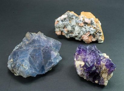 null Lot de 6 minéraux : CALCITE en pétales blancs (12 cm) de Chine ; BARYTE / FLUORINE...