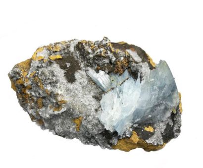 null Deux minéraux du Maroc : belle ENDLICHITE, var. vanadinite (12 cm) ; BARYTE...
