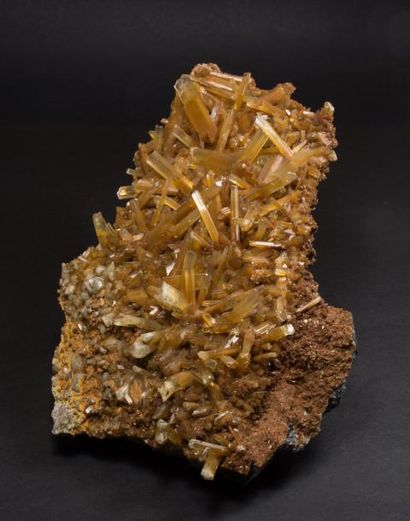 null GYPSE du Maroc : cristaux marrons jusqu'à 5 cm sur gangue (20 x 12 x 8 cm) 