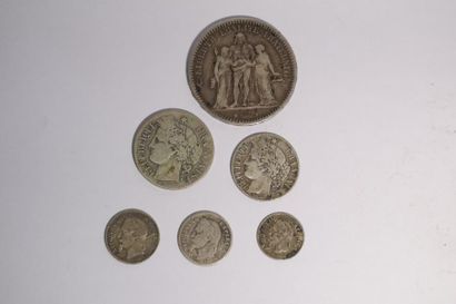 null [ Pièce en argent ] [ France ]

Ensemble de pièces du XIXème siècle :

5 francs...