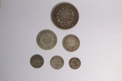 null [ Pièce en argent ] [ France ]

Ensemble de pièces du XIXème siècle :

5 francs...