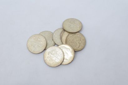 null Lot de 9 pièces en argent (900) de 10 cents "Roosvelt Dime" (1946 x 2 ; 1947...