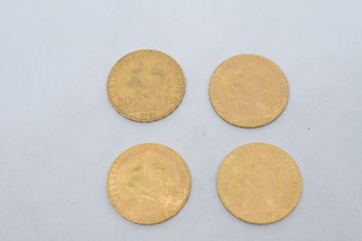 null [ Pièce en or ]

Ensemble de quatre pièces 20 francs " coq " ( 1901 x 1 - 1907...