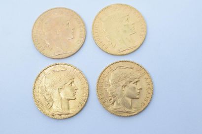 null [ Pièce en or ]



Quatre pièces de 20 francs " Coq " avec tranche inscrite...