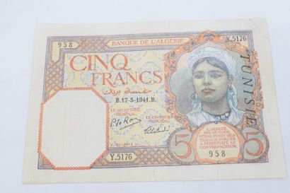 null [ Billet ] [ Tunisie ] 

Billet de la banque de l'Algérie, surcharge Tunisie...