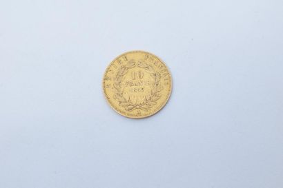 null 1 pièce en or de 10 francs Napoléon III tête nue. (1857 A) 

TB à TTB. 

Poids...