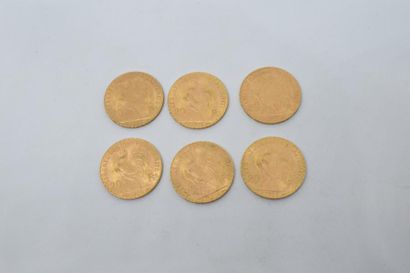 null 6 pièces or 20 francs au Coq "Liberté, Egalité, Fraternité" (1907 ; 1908 ; 1910...