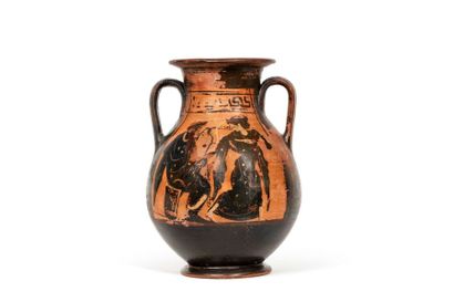null Péliké à figures noires, la face A peinte d'Héraklès en présence de deux chevaux...