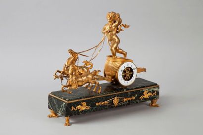 null Pendule "au char de l'Amour"

en bronze doré à base rectangulaire de marbre...