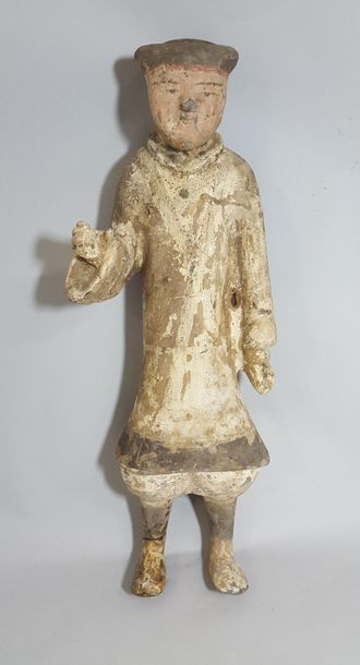 null CHINE. STYLE HAN.

STATUETTE MINGQI EN GRÈS GRIS AVEC TRACE DE POLYCHROMIE.

H....