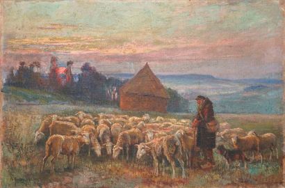 null LECOURT Raymond Louis, 1882-1946
Berger et son troupeau
huile sur toile, au...