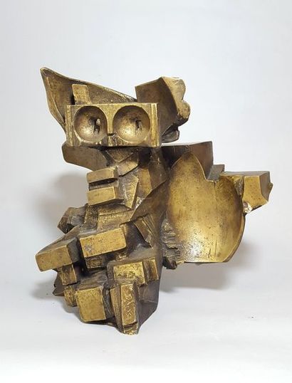 null LIBERAKI Aglaé, 1923-2015
Chouette, 1968
bronze à patine dorée nuancée de brun,...