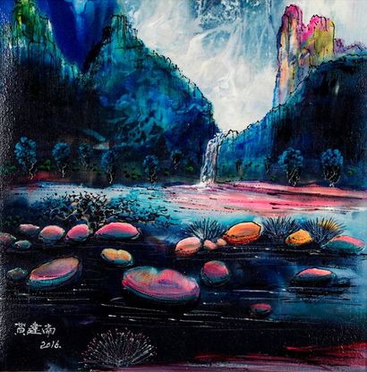 null HUANG Jiannan, né en 1952

Cascade et rivière aux arbres, 2016

peinture sur...