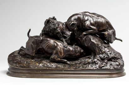 null MÈNE Pierre-Jules, 1810-1879

Chasse au lapin, groupe de chiens au terrier,...