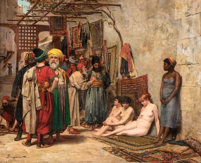 null LARCHER Émile, fin XIXe siècle

Orientaux dans un marché aux esclaves, 1881

huile...