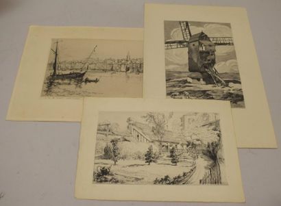 null Lot de trois lithographies : 



MORIN Henry

Le moulin à vent

Lithographie...