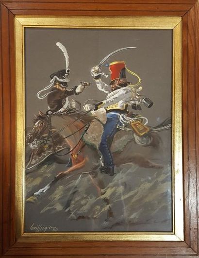 null FREGIER Louis (XX)
Charge de cavalerie, 1960
Gouache signée et datée en bas...