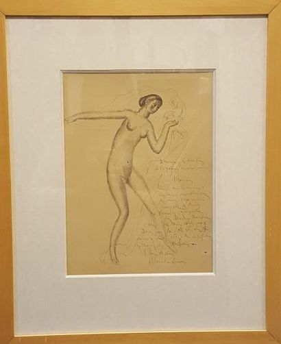null MARCEL-LENOIR, 1872-1931, 

Danseuse, 

plume et encre noire sur lettre de correspondance...